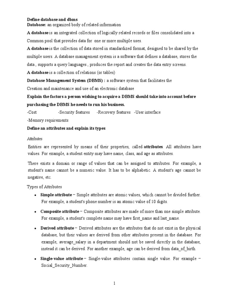 Database Management System Revision Guide | PDF