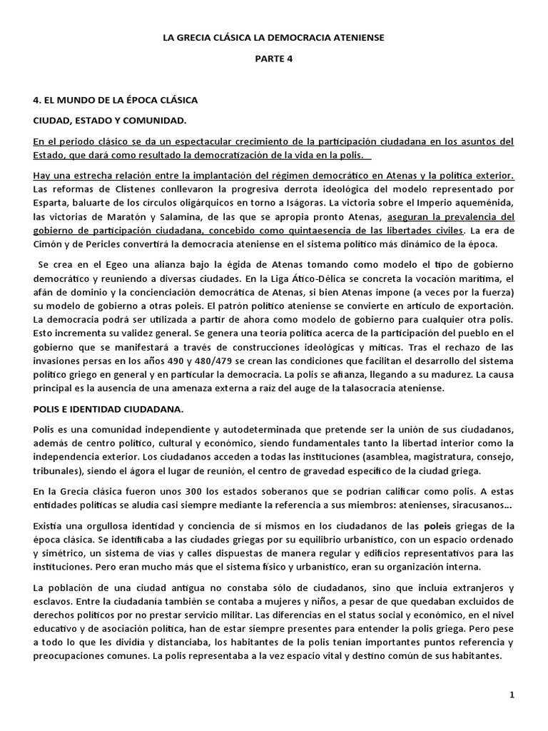 Democracia Ateniense y Cultura | PDF | Antigua Grecia | Democracia