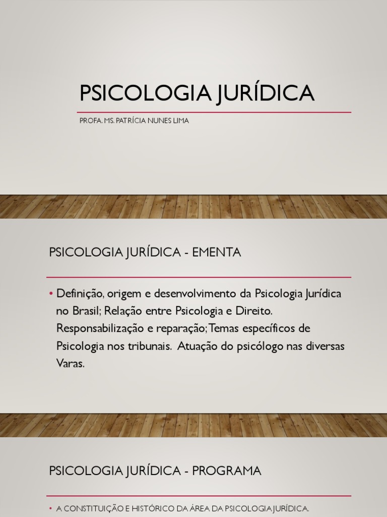 Psicologia Jurídica - Conceitos Iniciais, PDF, Psicologia
