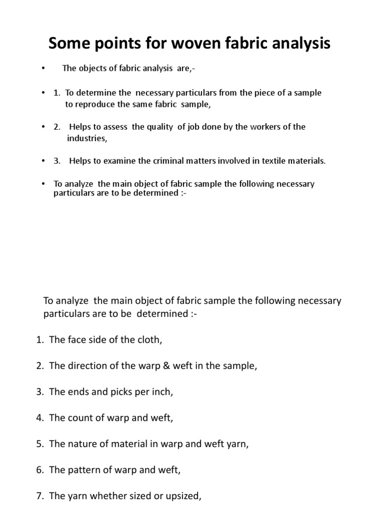 Cloth Analysis | PDF