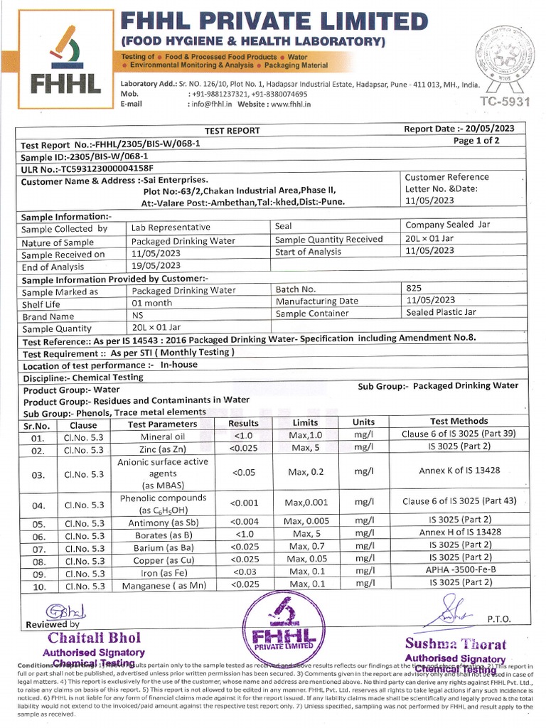 20052023_Drinking Water Test Report PDF