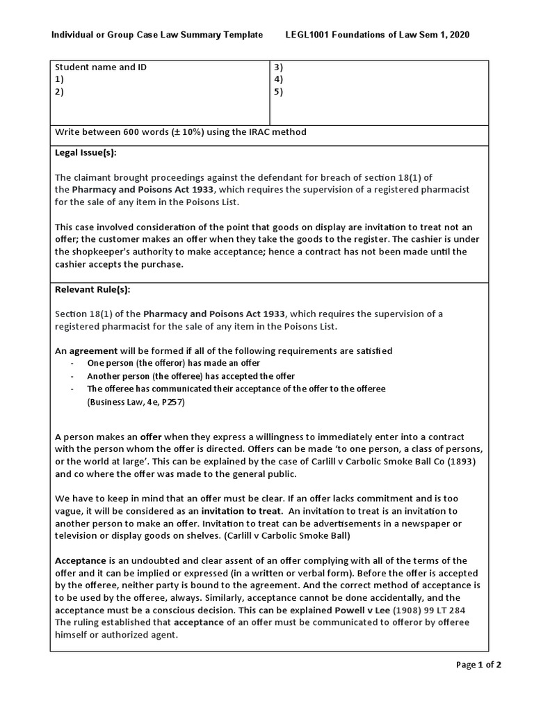 IRAC Assignment PDF