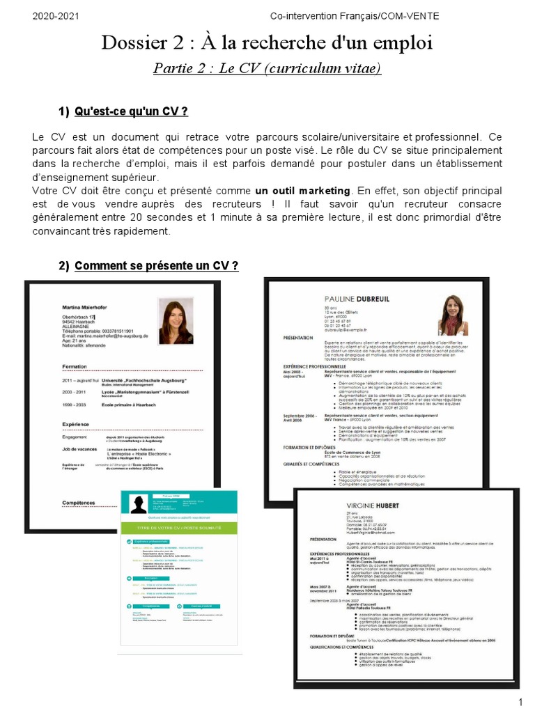 Rédiger Un CV | PDF