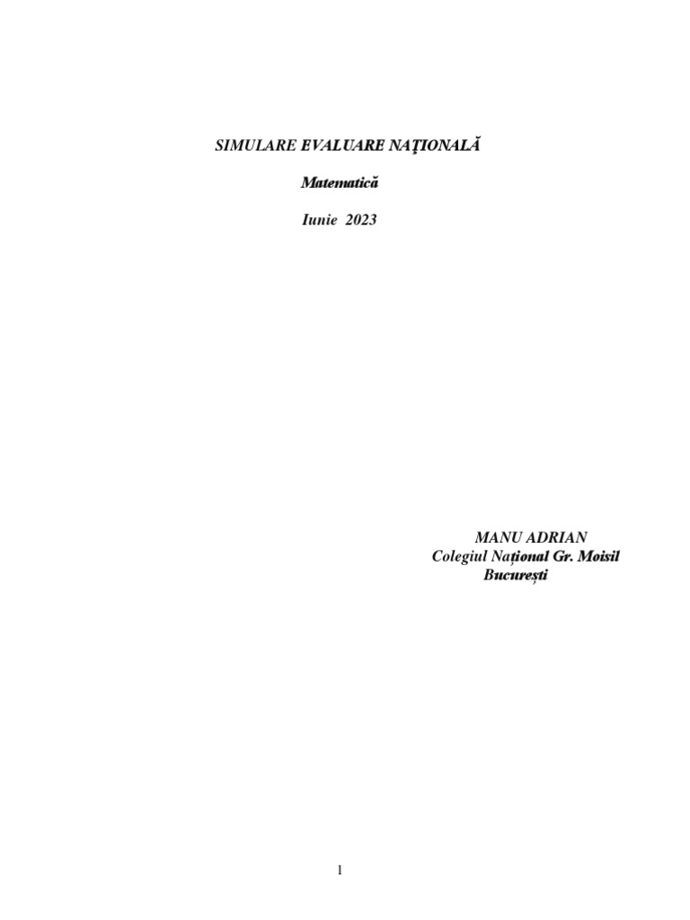 Mate - Info.ro.5533 Simulare Evaluarea Nationala La Matematica - Iunie ...