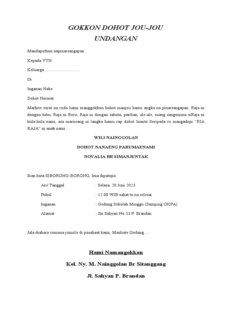 Undangan Batak | PDF