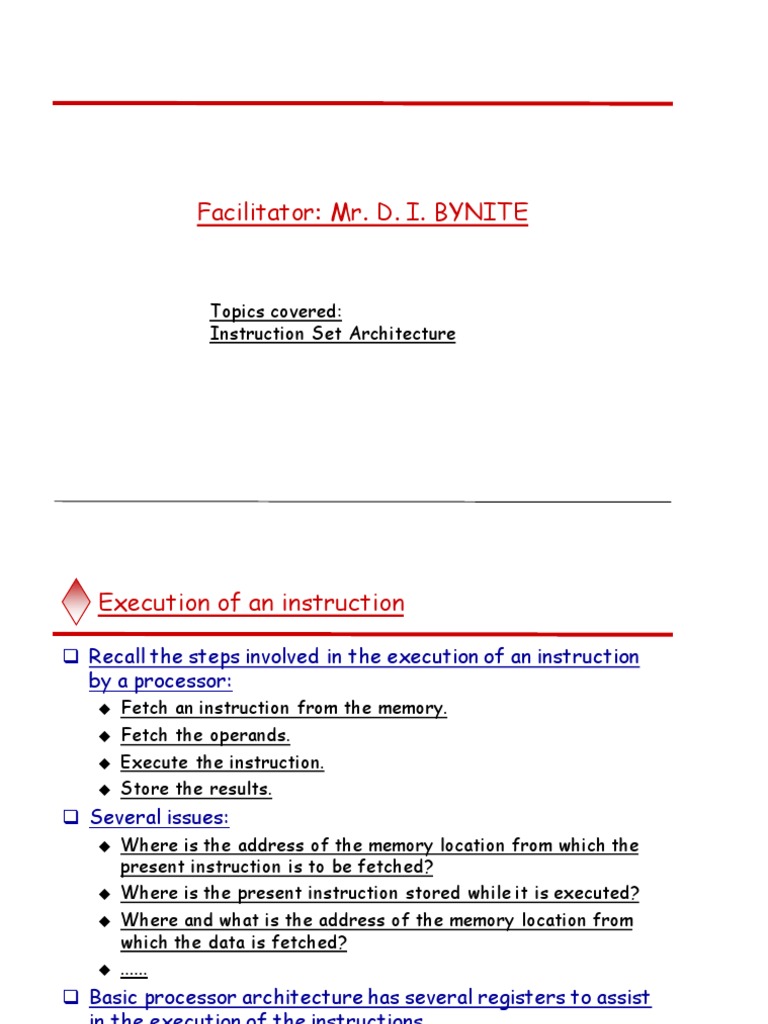 Lecture 02 - Instruction Set Architecture | PDF | Central Processing ...
