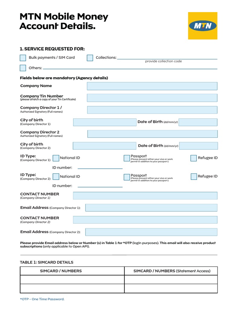 MTN Mobile Money Account Registration Guide | PDF