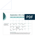 September Specials Calendar 2011