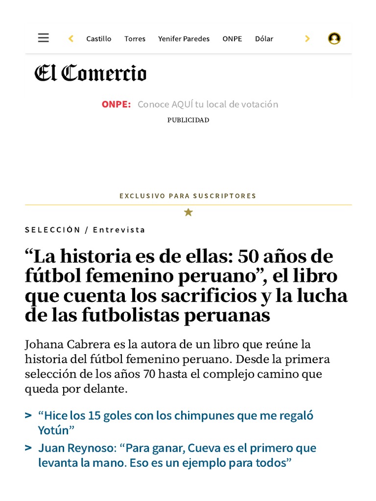 Historia del Fútbol Femenino Peruano | PDF | Perú | Asociación de Futbol