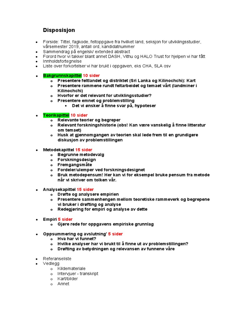 Eksempel disposisjon pdf