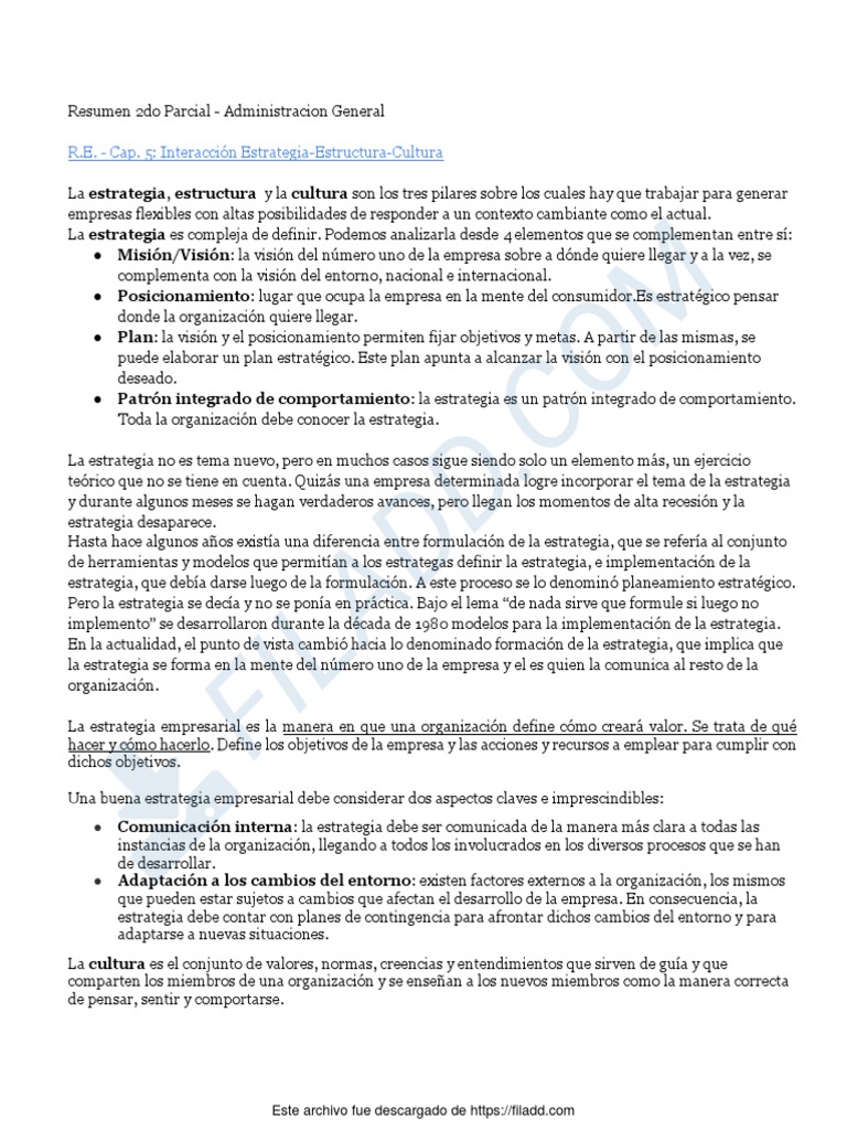 Administracion General - 2do Parcial | PDF | Crecimiento personal y ...