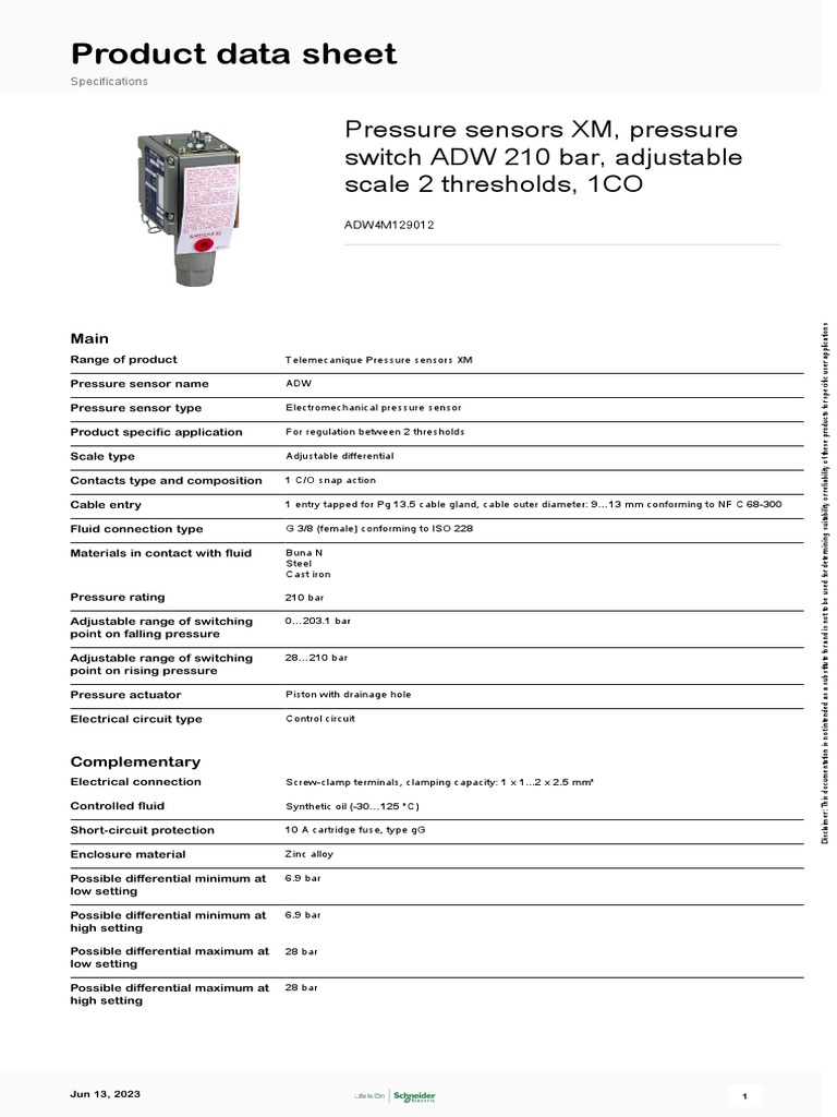 Pressure Sensors XM ADW4M129012 PDF