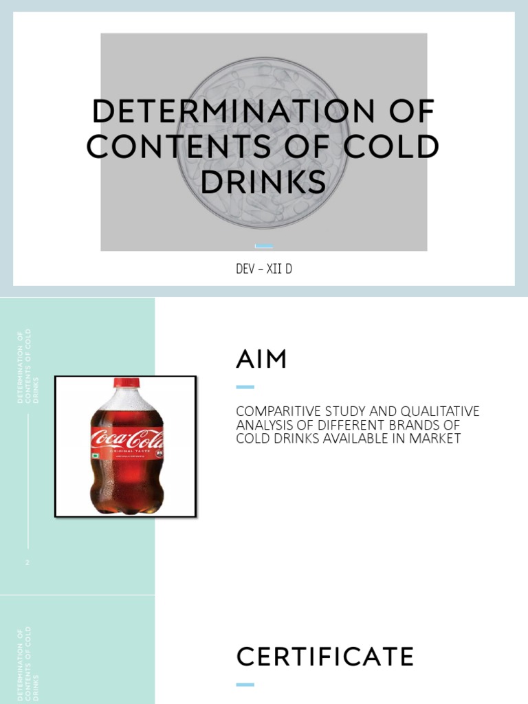 Chemistry (Determination of Contents of Cold Drinks) 1 PDF