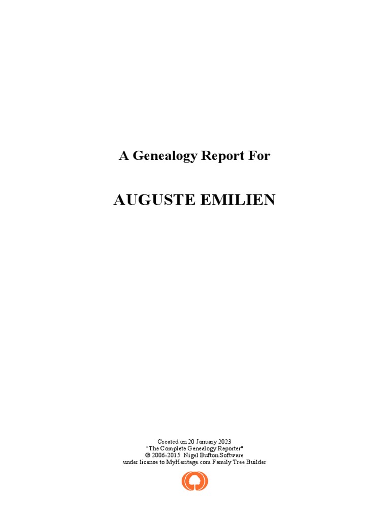 A Genealogy Report For AUGUSTE EMILIEN PDF