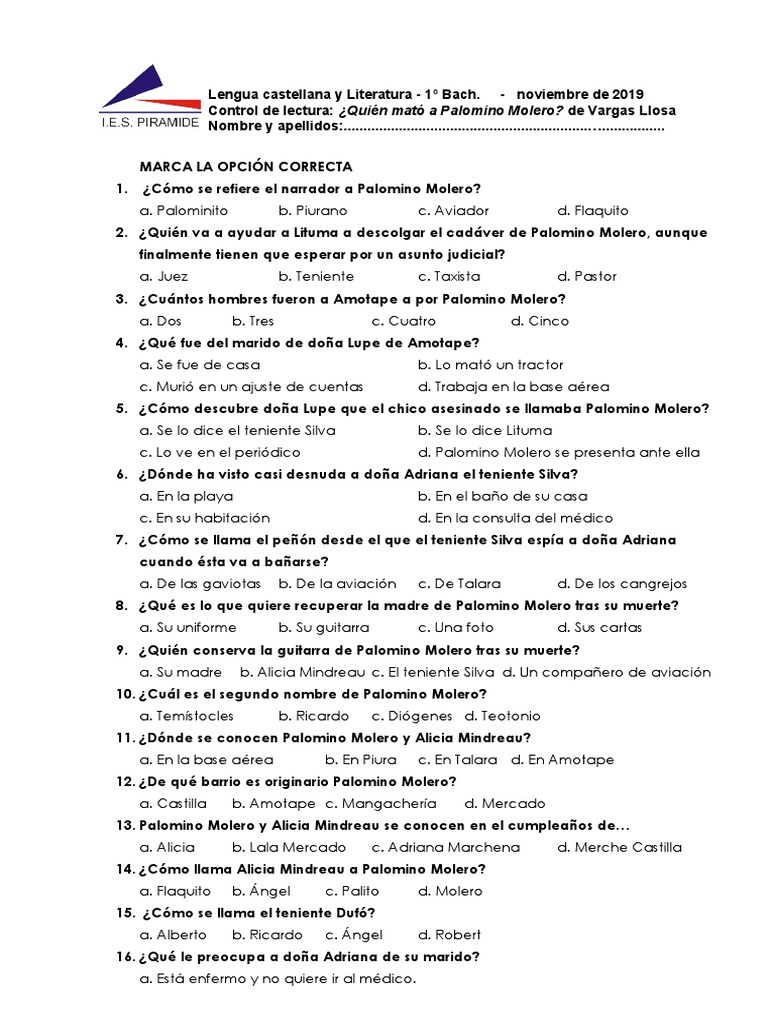 ¿Quién Mató A Palomino Molero PDF