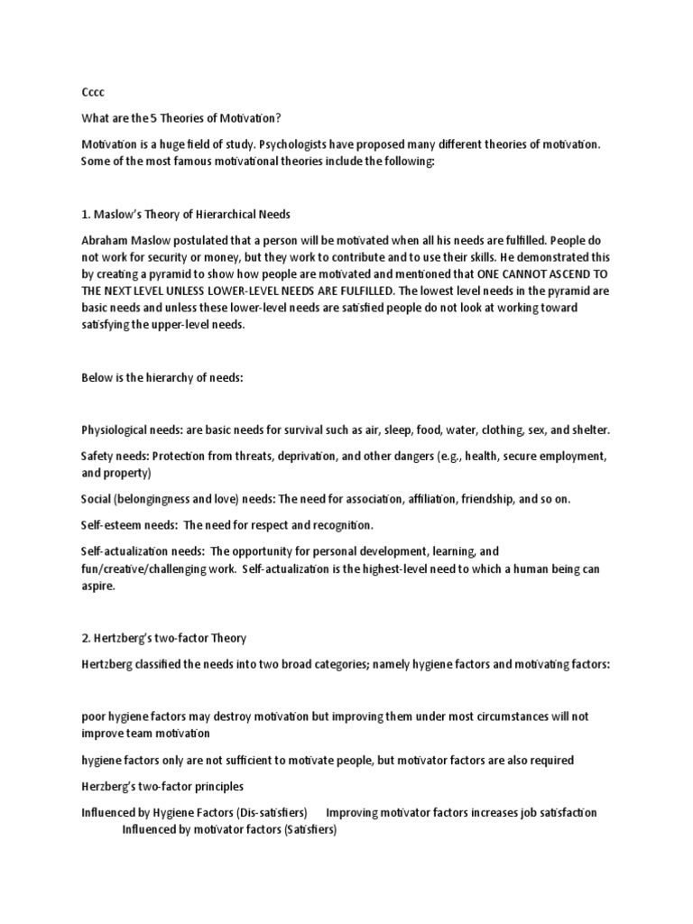 Theories of Motivation | PDF