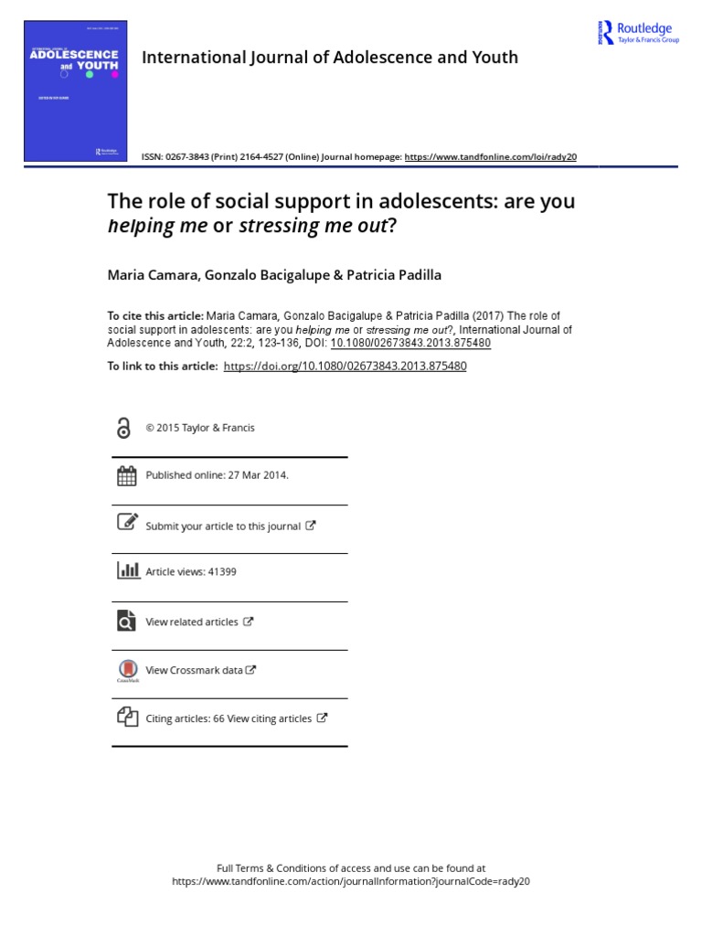 The Role of Social Support in Adolescents Are You Helping Me or ...
