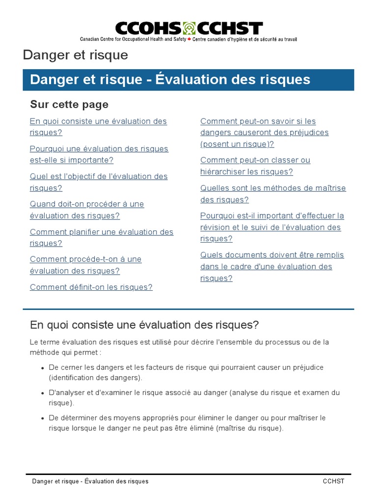 Évaluation des risques au travail | PDF | Risque | Évaluation des risques