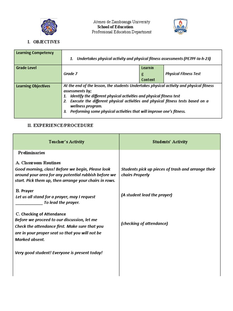 Grade 7 Physical Fitness Assessment Plan | PDF | Body Mass Index | Learning