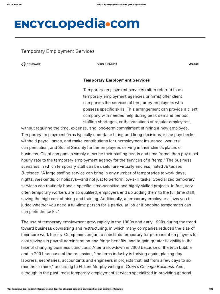 Temporary Employment Services Encyclopedia Com.pdf Definition