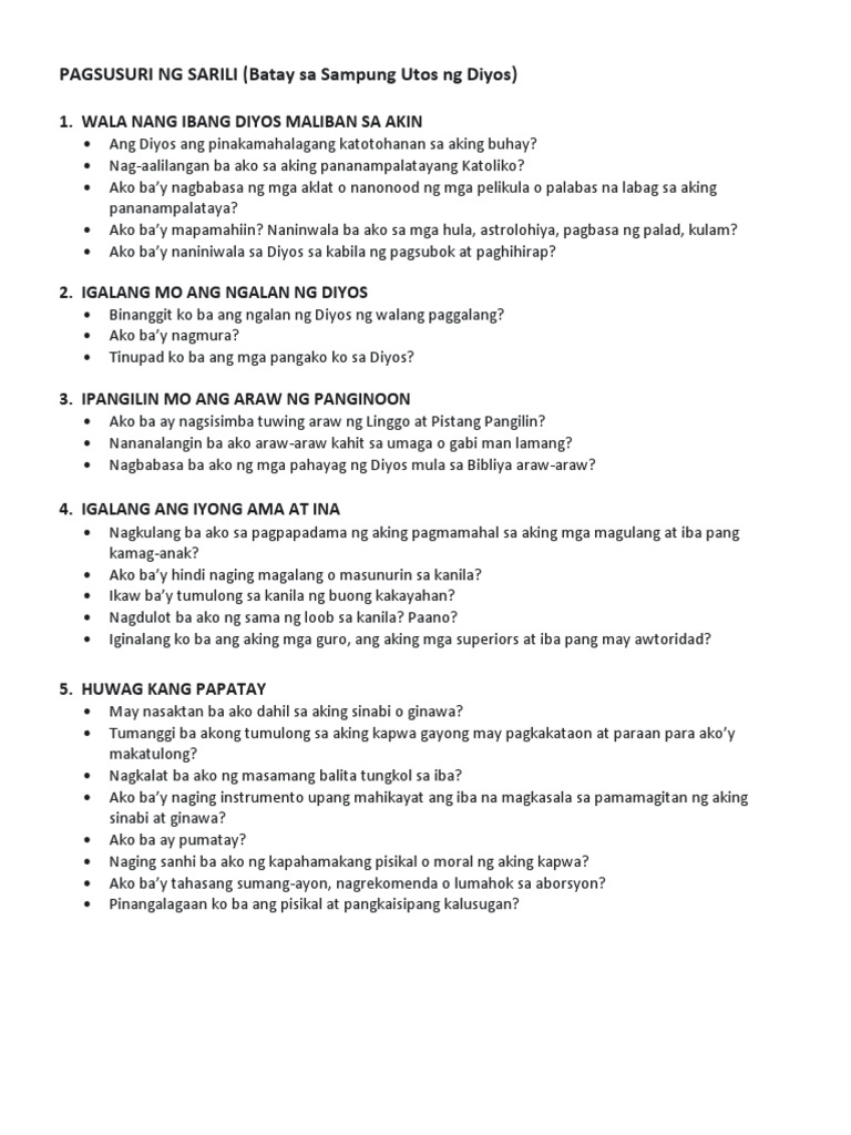 Gabay sa Pagsusuri-ng-Sarili-10-Commandments | PDF