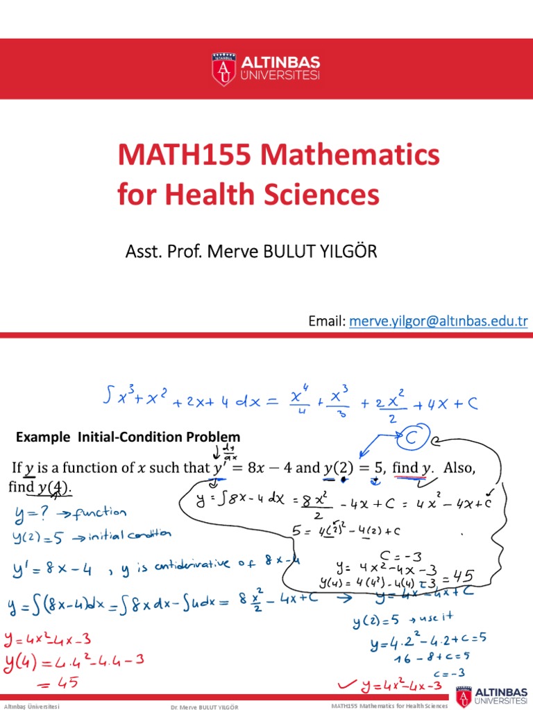 MATH155 Mathematics For Health Sciences Asst. Prof. Merve BULUT YILGÖR