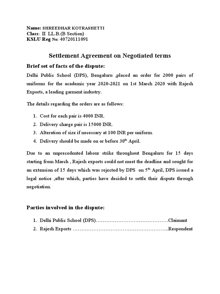 Settlement Agreement Final | PDF
