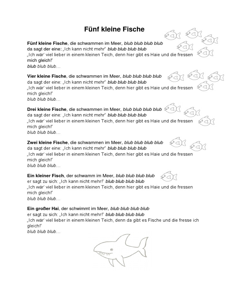 Fuenf Kleine Fische Text Fuer PDF