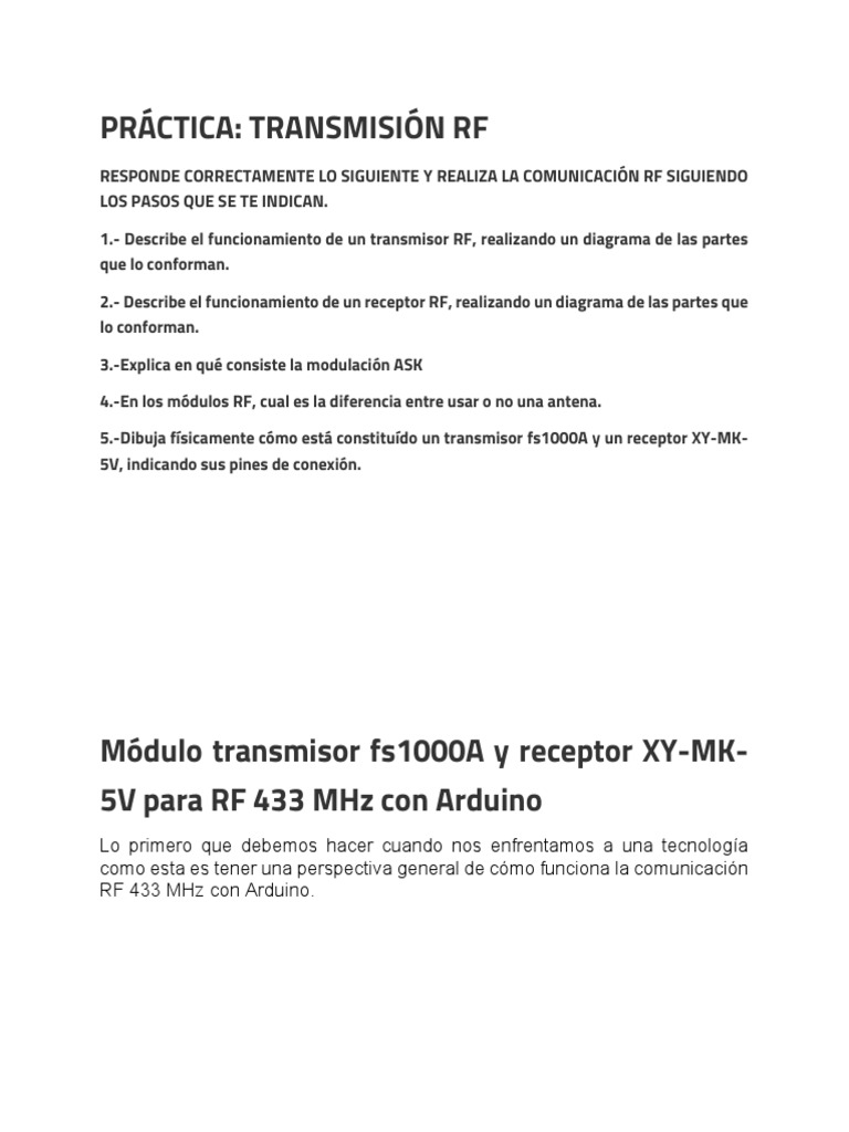 Práctica Transmisor RF - 010251 | PDF