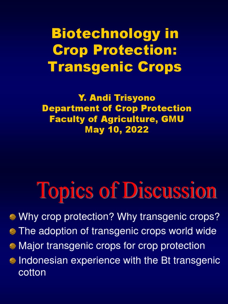 Week 1 Biotechnology in Crop Protection PDF Modified Crops