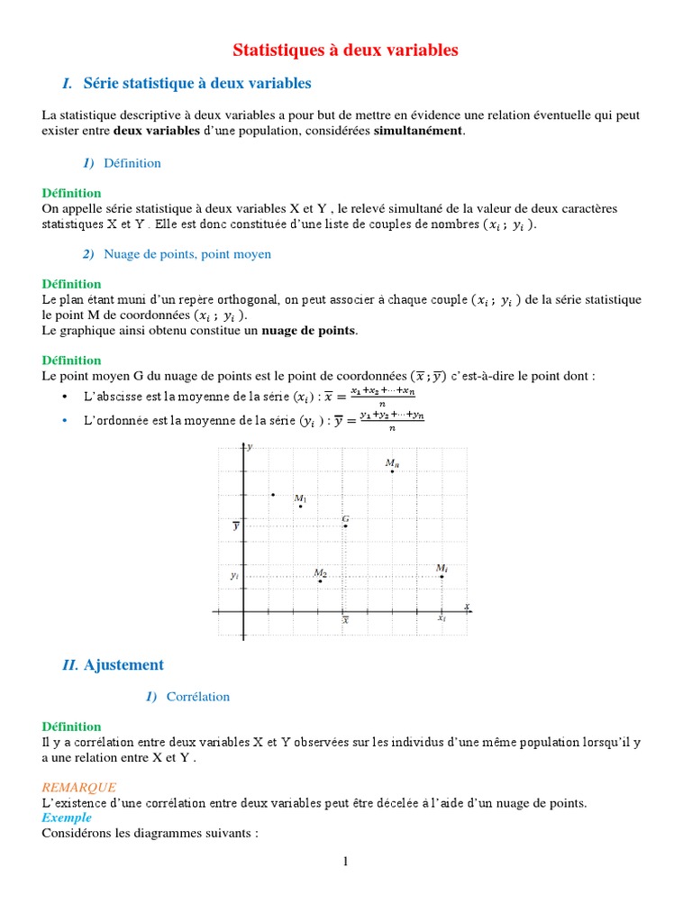 Statistiques à Deux Variables : Cours et Exemples | PDF | Ordinateurs