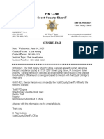 Scott County Sheriff's Office Release RE: Denise Benson