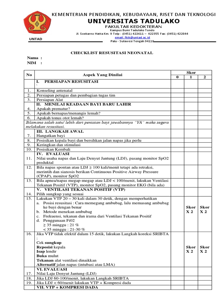 5534 - Check List Neonatal Resusitasi | PDF