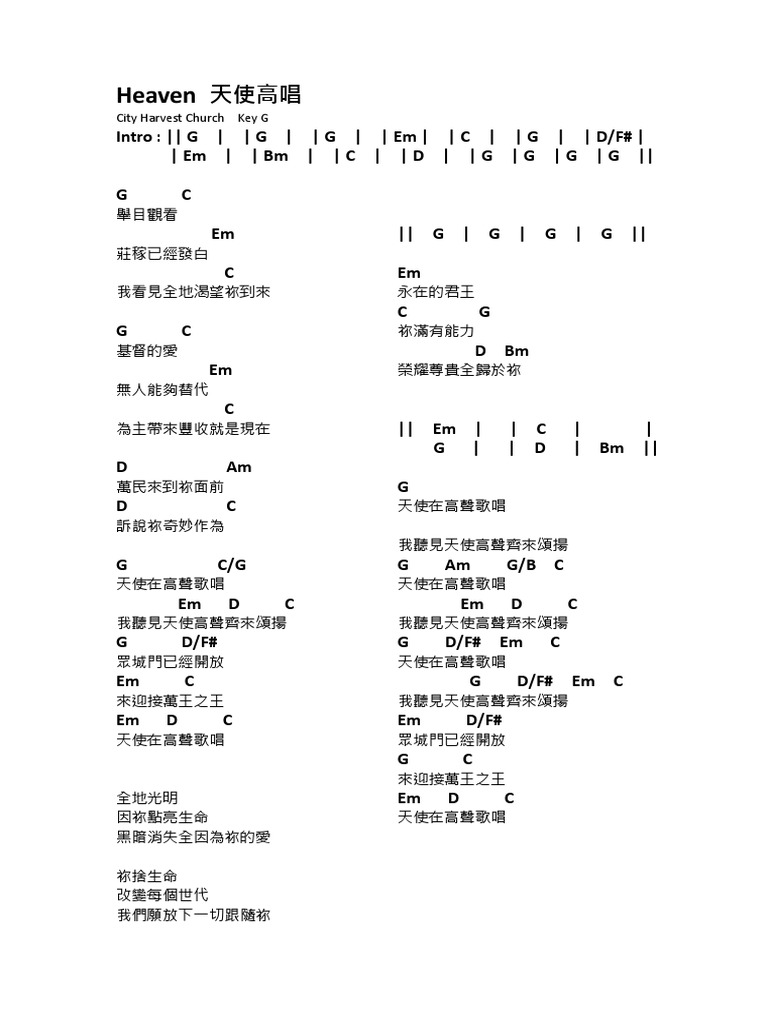 Heaven 天使高唱 KeyG | PDF