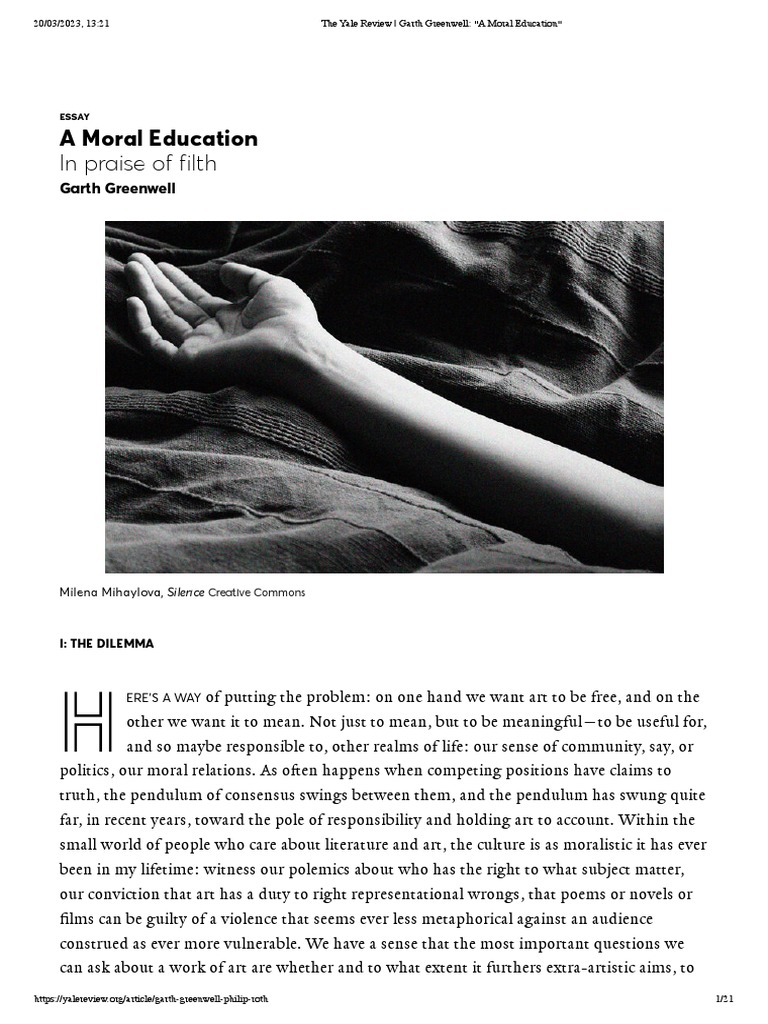 A Moral Education in Praise of Filth Garth Greenwell PDF