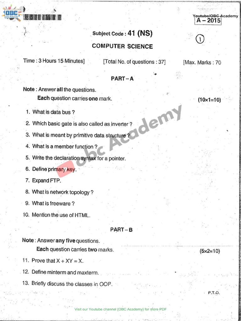 2PUC ComputerScience 2014-20QP | PDF
