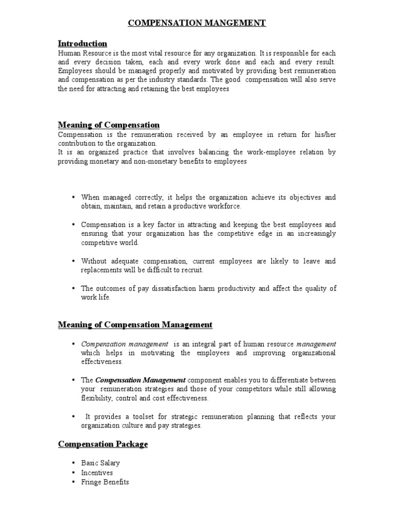Effective Compensation Management Strategies | PDF | Employee Benefits ...