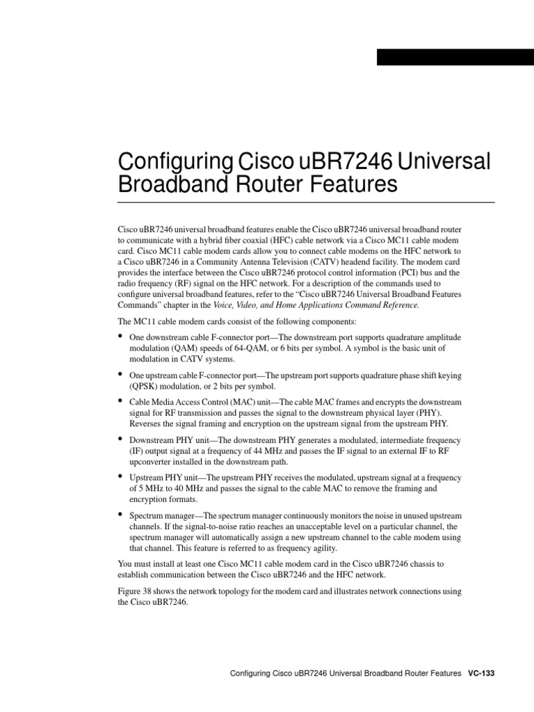 Cisco uBR7246 Router Configuration Guide | PDF | Cable Television ...