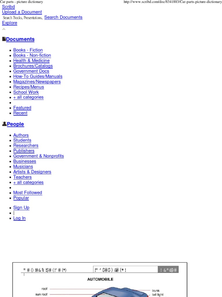Car Parts - Picture Dictionary | PDF | Scribd | Online Services