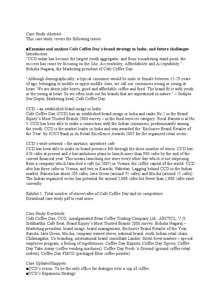Case Study 1 PDF Coffee Coffeehouse