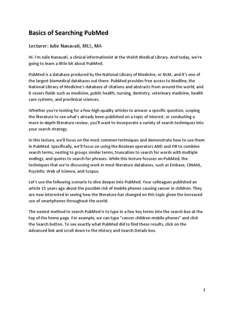 Pubmed Search Techniques Explained Pdf Pub Med Information Science