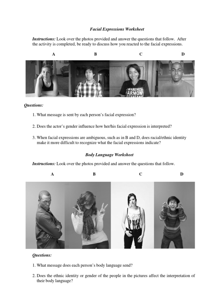 Nonverbal Communication Worksheet PDF