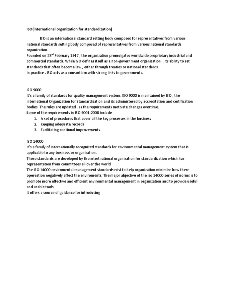 Overview of ISO Standards and Functions | PDF