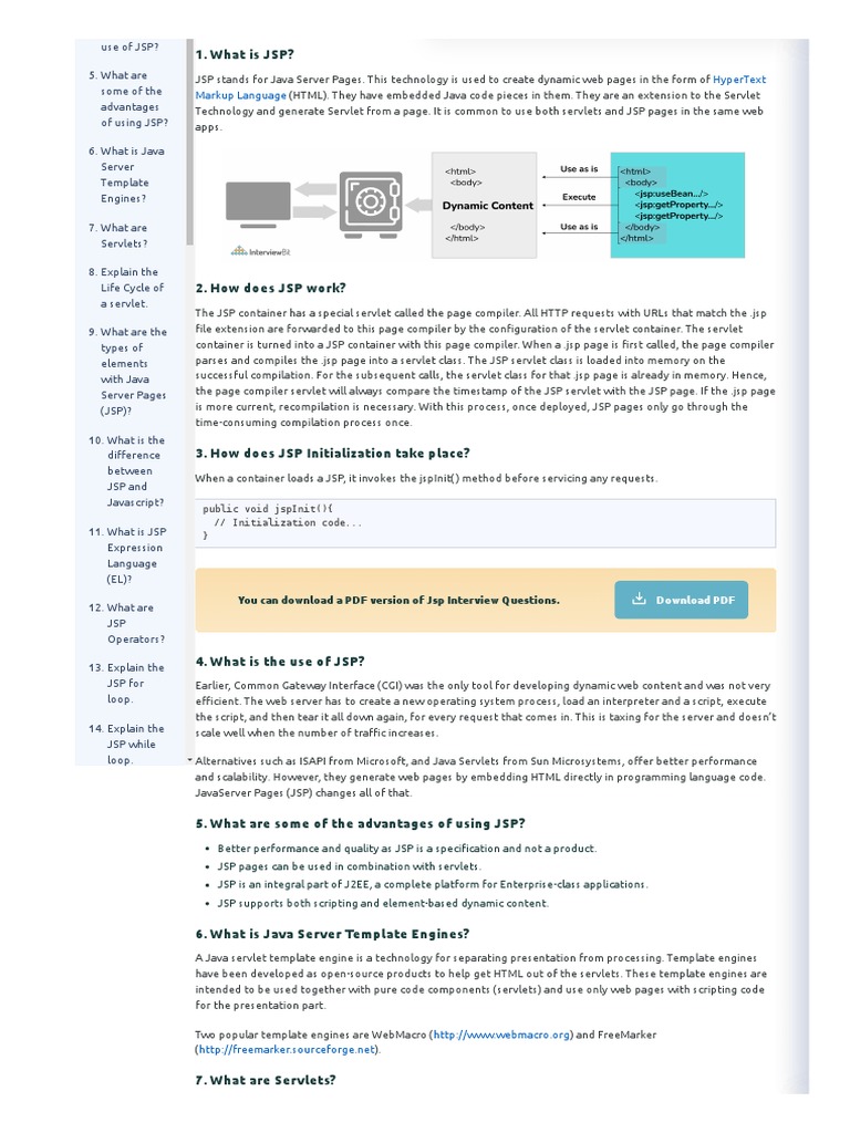 JSP Questions | PDF | Java (Programming Language) | Dynamic Web Page