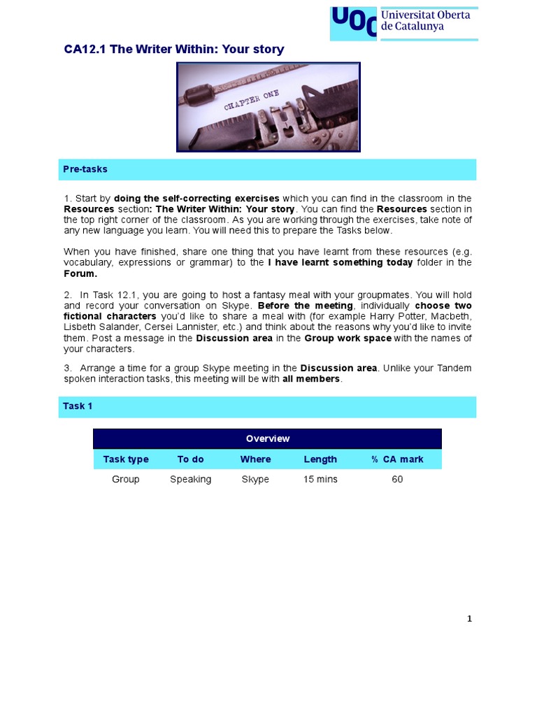 CA12.1 Studentguidelines | PDF