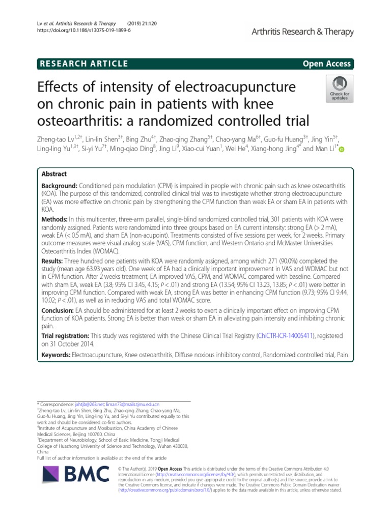 Effects of Intensity of Electroacupuncture On Chronic Pain in Patients