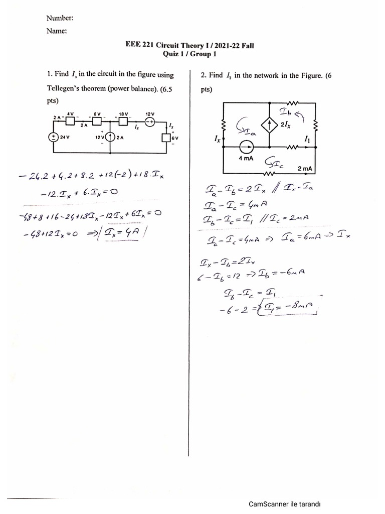 Circuit Theory Quiz Example | PDF