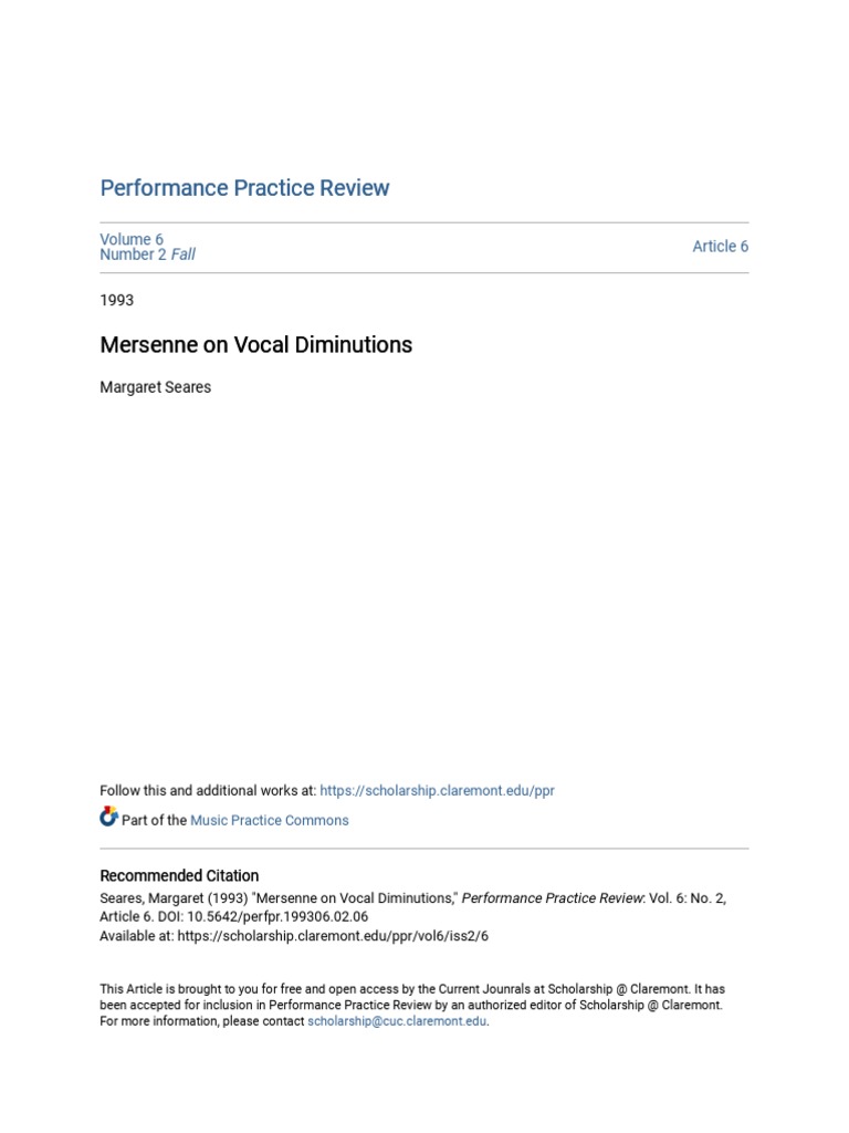 Mersenne On Vocal Diminutions | PDF | Art