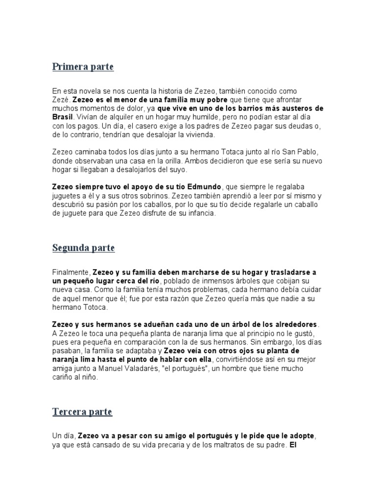 RESUMEN Mi Planta Naranja Lima PDF