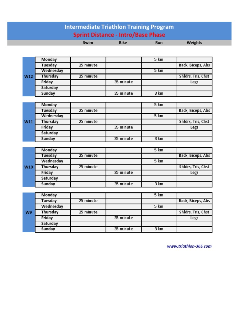 Intermediate Sprint Triathlon Plan | PDF